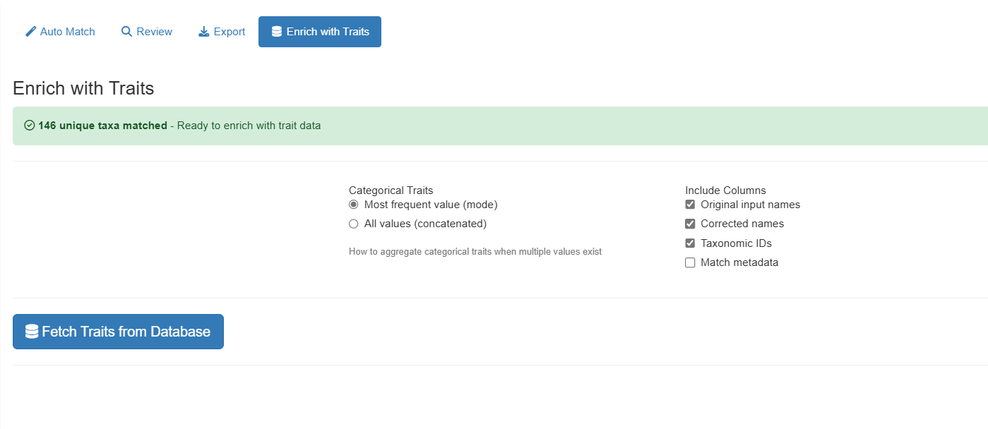 Interface d’enrichissement des traits