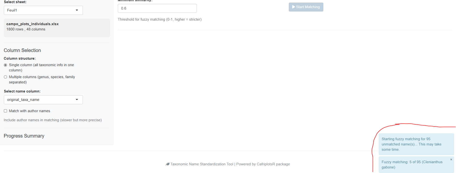 Correspondance en cours