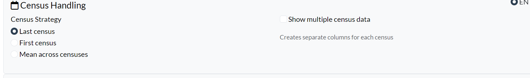 Options de gestion des recensements