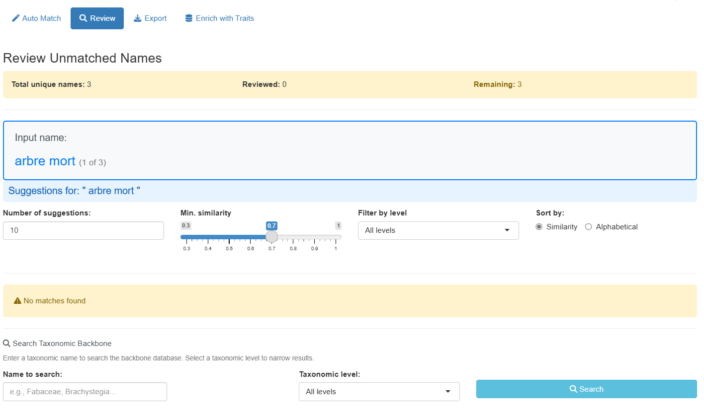 Interface de révision manuelle