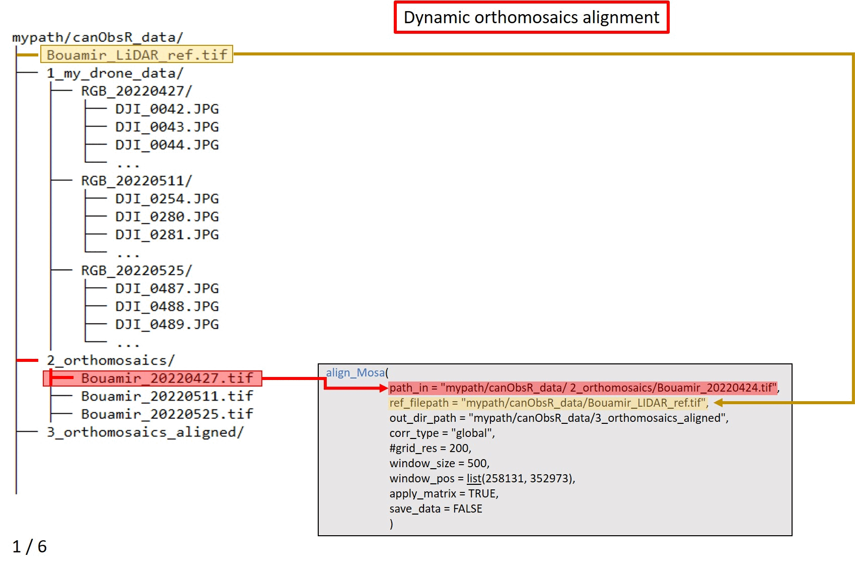 Dynamic process of generating and aligning orthomosaics with test data